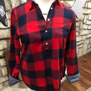 Navy blue and red plaid Tommy Hilfinger top-  M